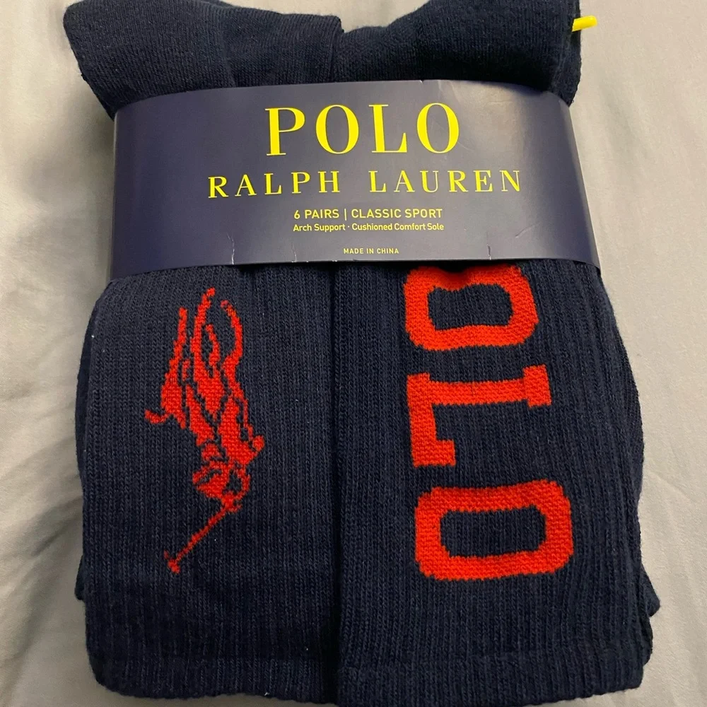 Polo Ralph Lauren Sport Socks - 6 pairs - Navy Blue - NEW - Picture 1 of 4